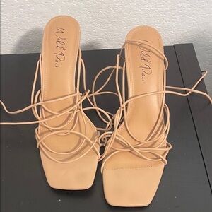 Wild Pair Beige Strappy Heels
